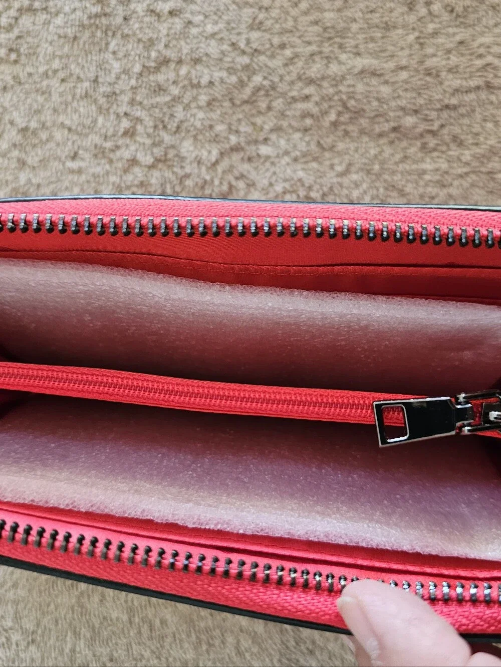 LouLu Bright Red Zip Wallet with Logo Detail